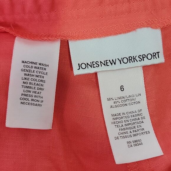 Jones New York Sport. Linen Blend. Cropped Drawstring Pant. Size 6. Like New - Picture 4 of 8